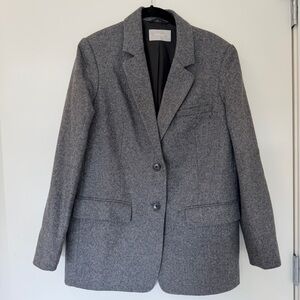 Everlane Oversized Gray Herringbone Wool-Blend Blazer - Size 4